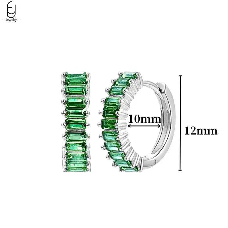 Pendientes de Aro con Corazón en Plata Esterlina 925 y Zirconia Verde, Joyería de Lujo para Mujer, Regalos Elegantes