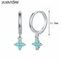 Pendientes de Plata Esterlina 925 con Turquesa Azul, Pendientes de Círculo de Lujo para Mujer, Joyería de Moda Elegante