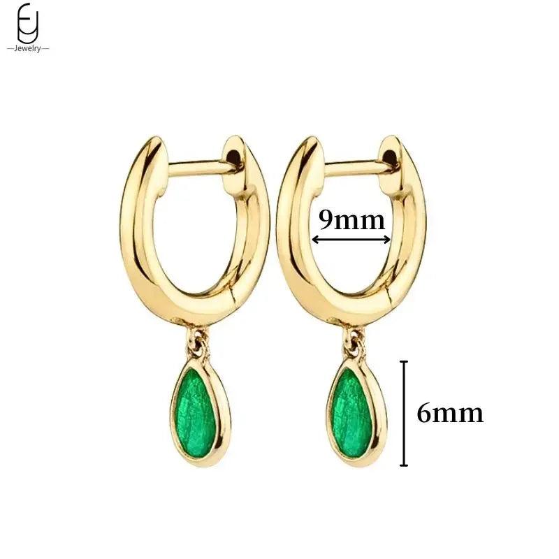 Pendientes de Aro con Corazón en Plata Esterlina 925 y Zirconia Verde, Joyería de Lujo para Mujer, Regalos Elegantes