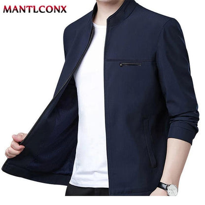 MANTLCONX Newest Solid Business Men's Jacket Male Slim Fit Outerwear Men Zip Up Jacket Men Spring Thin Jacket Men's Clothing