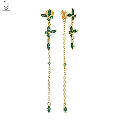 Pendientes de Aro con Corazón en Plata Esterlina 925 y Zirconia Verde, Joyería de Lujo para Mujer, Regalos Elegantes