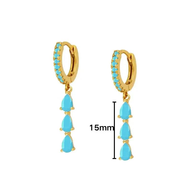 Pendientes de Plata Esterlina 925 con Turquesa Azul, Pendientes de Círculo de Lujo para Mujer, Joyería de Moda Elegante