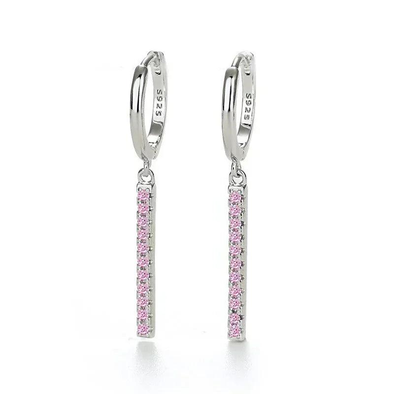 Pendientes de Aro de Plata Esterlina 925 con Cristal Rosa y Corazón, Joyería de Lujo para Mujer, Regalo Elegante y Premium