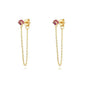 Pendientes de Aro con Colgante de Cristal Rojo Rosa en Plata Esterlina 925, Joyería Elegante para Mujer, Regalos de Moda