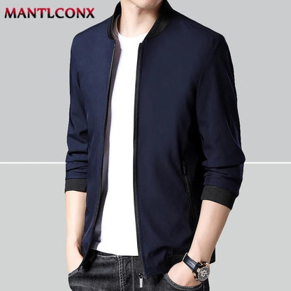 MANTLCONX Newest Solid Business Men's Jacket Male Slim Fit Outerwear Men Zip Up Jacket Men Spring Thin Jacket Men's Clothing