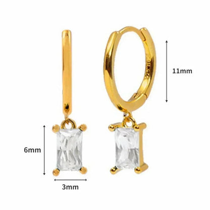 Women's 925 Sterling Silver Ear Needle Crystal Zircon Water Droplets Stud Hoop Gold Huggie Earrings Premium Luxury Party Jewelry