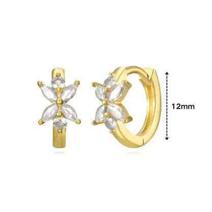 Women's 925 Sterling Silver Ear Needle Crystal Zircon Water Droplets Stud Hoop Gold Huggie Earrings Premium Luxury Party Jewelry