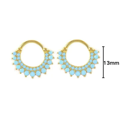 Pendientes de Plata Esterlina 925 con Turquesa Azul, Pendientes de Círculo de Lujo para Mujer, Joyería de Moda Elegante