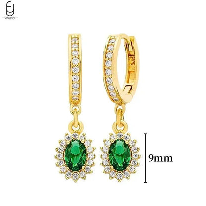 Pendientes de Aro con Corazón en Plata Esterlina 925 y Zirconia Verde, Joyería de Lujo para Mujer, Regalos Elegantes