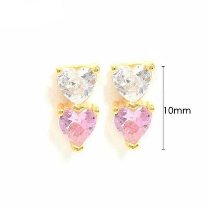 Pendientes de Aro de Plata Esterlina 925 con Cristal Rosa y Corazón, Joyería de Lujo para Mujer, Regalo Elegante y Premium