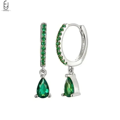 Pendientes de Aro con Corazón en Plata Esterlina 925 y Zirconia Verde, Joyería de Lujo para Mujer, Regalos Elegantes