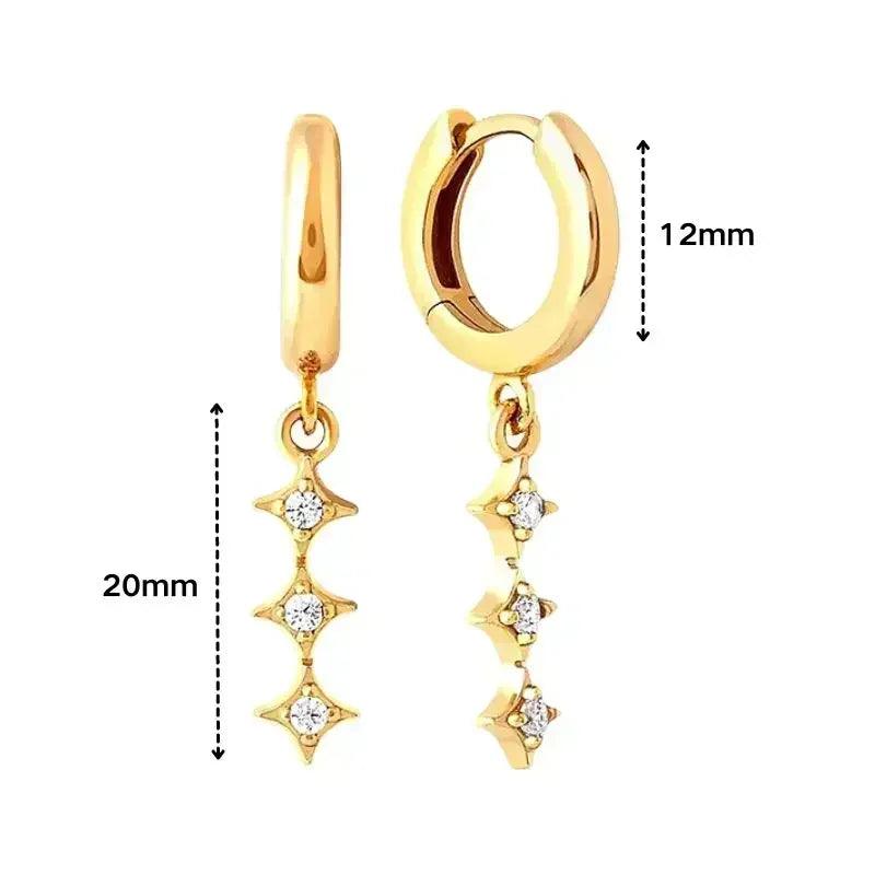 Women's 925 Sterling Silver Ear Needle Crystal Zircon Water Droplets Stud Hoop Gold Huggie Earrings Premium Luxury Party Jewelry