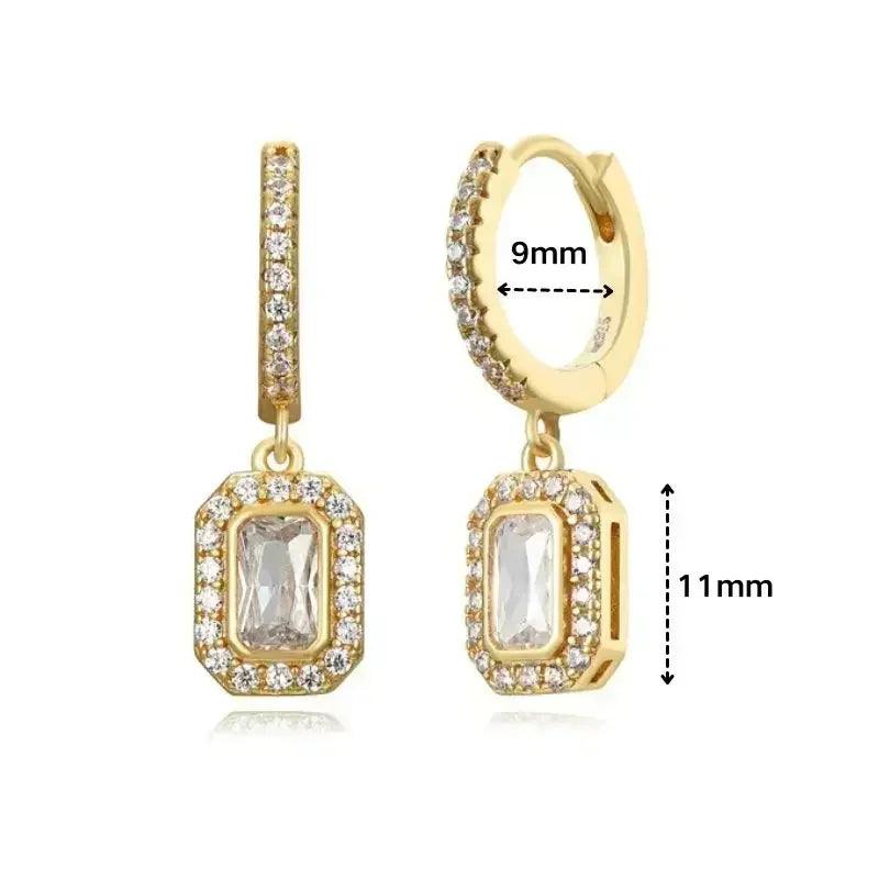 Women's 925 Sterling Silver Ear Needle Crystal Zircon Water Droplets Stud Hoop Gold Huggie Earrings Premium Luxury Party Jewelry