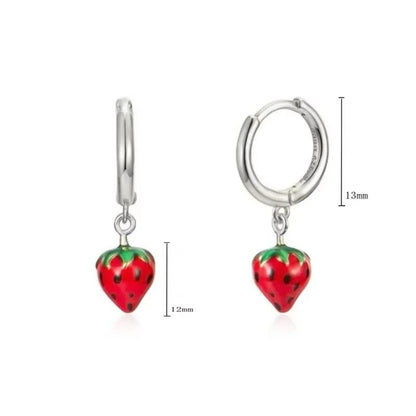 Pendientes de Aro con Colgante de Cristal Rojo Rosa en Plata Esterlina 925, Joyería Elegante para Mujer, Regalos de Moda