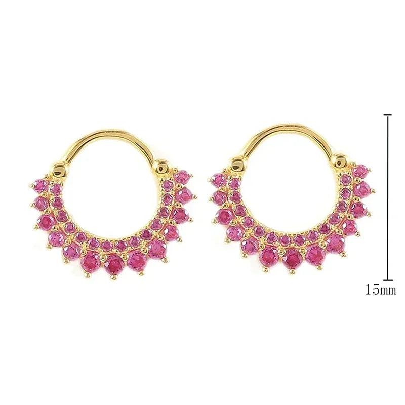 Pendientes de Aro con Colgante de Cristal Rojo Rosa en Plata Esterlina 925, Joyería Elegante para Mujer, Regalos de Moda