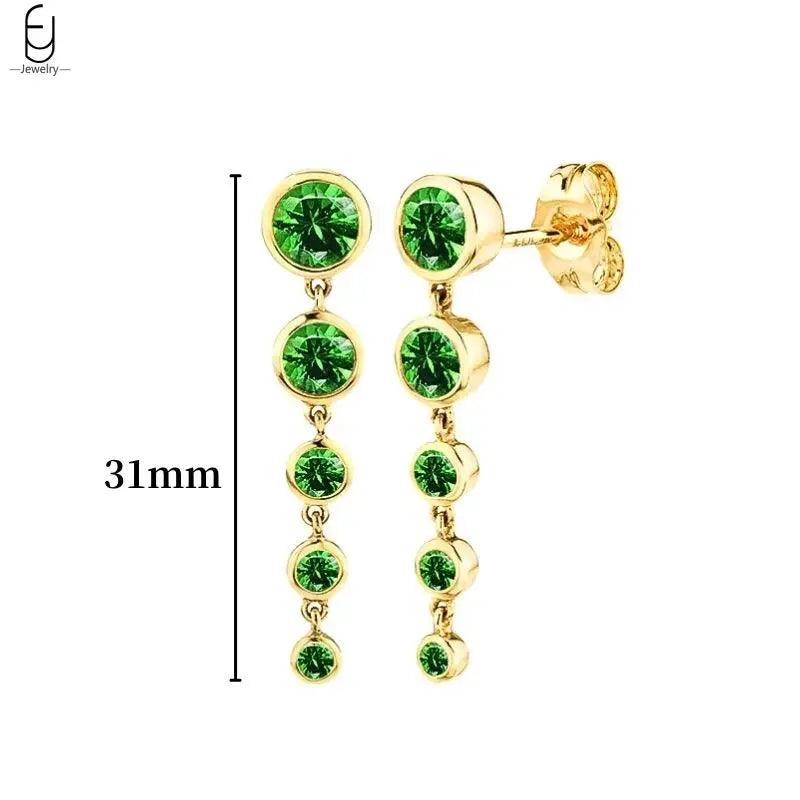 Pendientes de Aro con Corazón en Plata Esterlina 925 y Zirconia Verde, Joyería de Lujo para Mujer, Regalos Elegantes