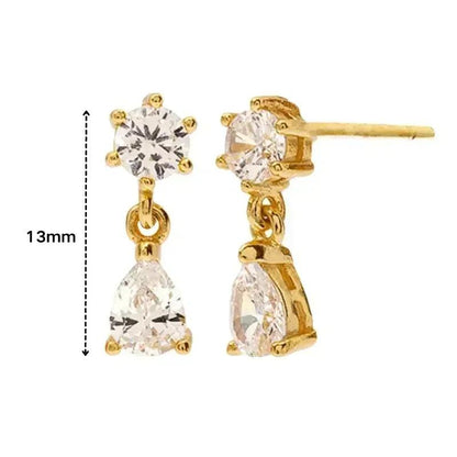 Women's 925 Sterling Silver Ear Needle Crystal Zircon Water Droplets Stud Hoop Gold Huggie Earrings Premium Luxury Party Jewelry