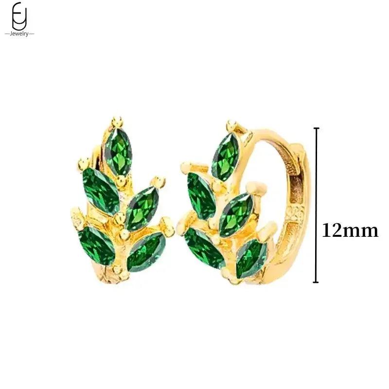 Pendientes de Aro con Corazón en Plata Esterlina 925 y Zirconia Verde, Joyería de Lujo para Mujer, Regalos Elegantes