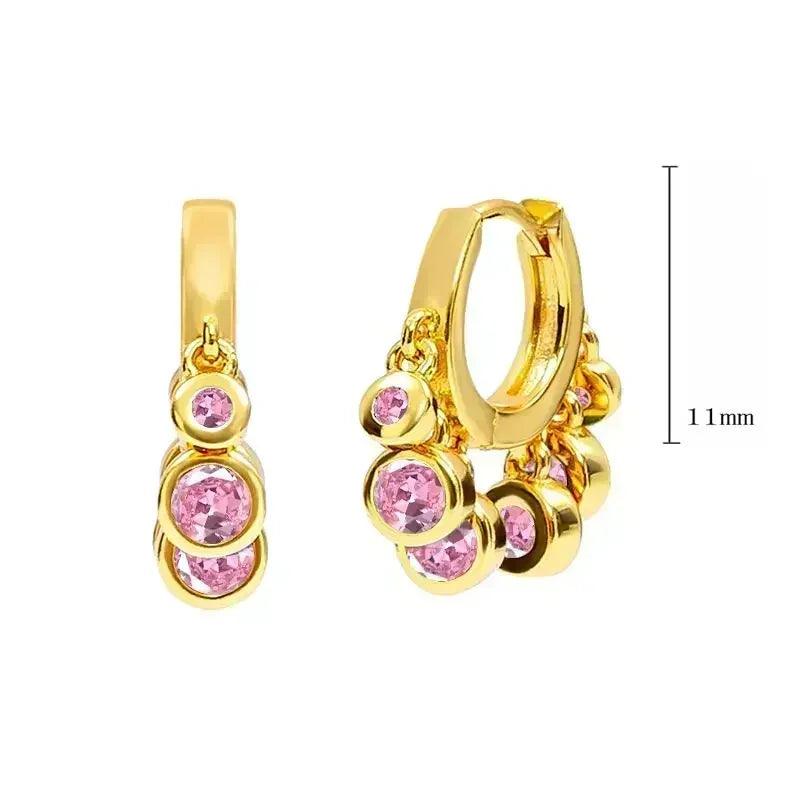 Pendientes de Aro de Plata Esterlina 925 con Cristal Rosa y Corazón, Joyería de Lujo para Mujer, Regalo Elegante y Premium