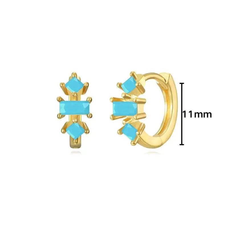 Pendientes de Plata Esterlina 925 con Turquesa Azul, Pendientes de Círculo de Lujo para Mujer, Joyería de Moda Elegante