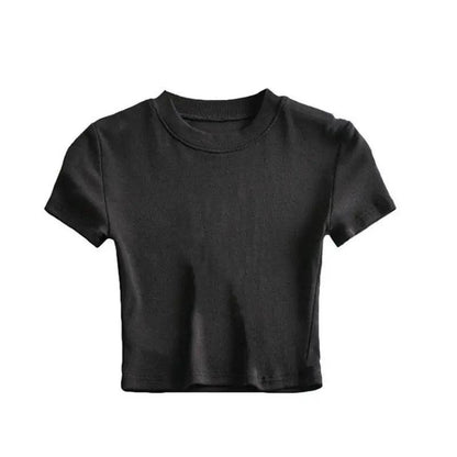 Summer New Short Sleeved T-shirt Basic Small Round Neck Solid Color Base Shirt