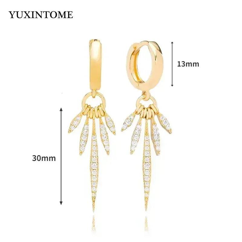 Women's 925 Sterling Silver Ear Needle Crystal Zircon Water Droplets Stud Hoop Gold Huggie Earrings Premium Luxury Party Jewelry