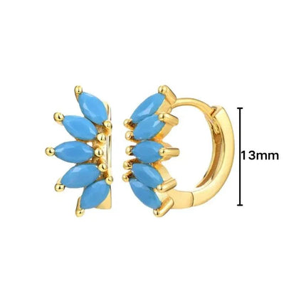 Pendientes de Plata Esterlina 925 con Turquesa Azul, Pendientes de Círculo de Lujo para Mujer, Joyería de Moda Elegante