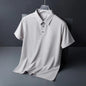 Summer Ice Silk Polo Shirt High-End T-Shirt Solid Color New Half Sleeve Non-Marking Casual Lapels Business Thin Menswear