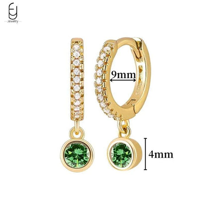 Pendientes de Aro con Corazón en Plata Esterlina 925 y Zirconia Verde, Joyería de Lujo para Mujer, Regalos Elegantes