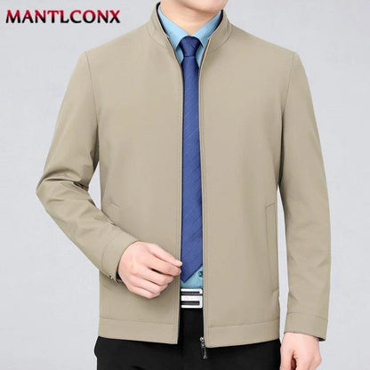 MANTLCONX Newest Solid Business Men's Jacket Male Slim Fit Outerwear Men Zip Up Jacket Men Spring Thin Jacket Men's Clothing