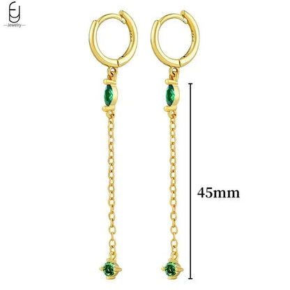 Pendientes de Aro con Corazón en Plata Esterlina 925 y Zirconia Verde, Joyería de Lujo para Mujer, Regalos Elegantes