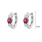 Pendientes de Aro con Colgante de Cristal Rojo Rosa en Plata Esterlina 925, Joyería Elegante para Mujer, Regalos de Moda