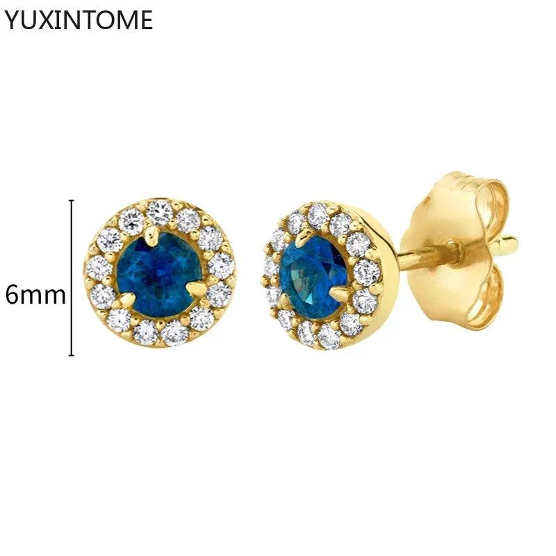 Pendientes de Aro de Plata Esterlina 925 con Zirconia Azul de Lujo para Mujer, Pendientes de Moda con Colgante en Gota de Agua, Corazón o Flor