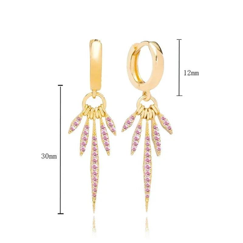 Pendientes de Aro de Plata Esterlina 925 con Cristal Rosa y Corazón, Joyería de Lujo para Mujer, Regalo Elegante y Premium