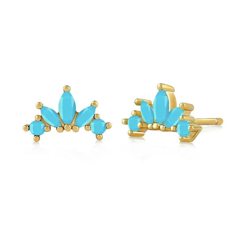 Pendientes de Plata Esterlina 925 con Turquesa Azul, Pendientes de Círculo de Lujo para Mujer, Joyería de Moda Elegante