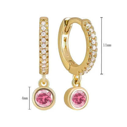 Pendientes de Aro de Plata Esterlina 925 con Cristal Rosa y Corazón, Joyería de Lujo para Mujer, Regalo Elegante y Premium