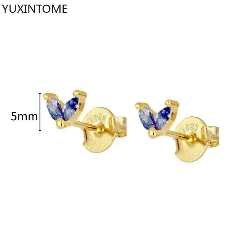 Pendientes de Aro de Plata Esterlina 925 con Zirconia Azul de Lujo para Mujer, Pendientes de Moda con Colgante en Gota de Agua, Corazón o Flor