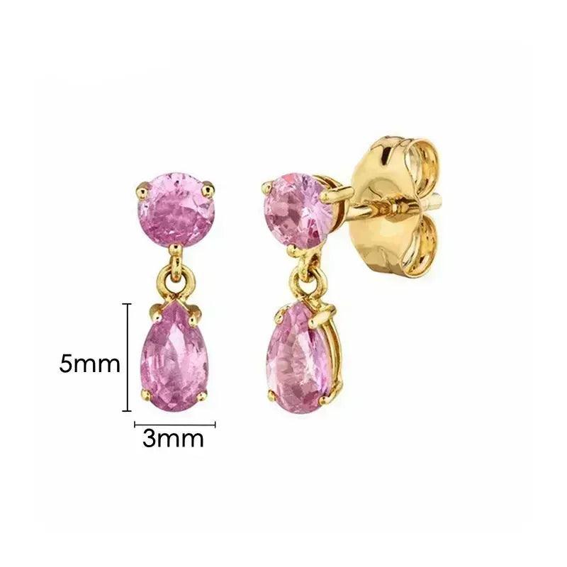 Pendientes de Aro de Plata Esterlina 925 con Cristal Rosa y Corazón, Joyería de Lujo para Mujer, Regalo Elegante y Premium