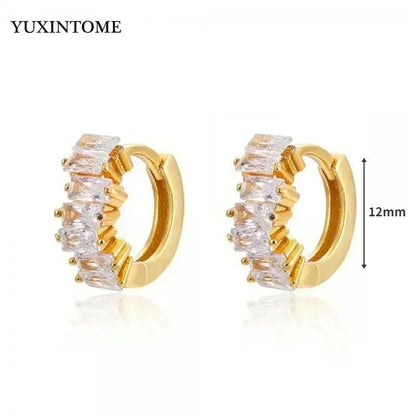 Women's 925 Sterling Silver Ear Needle Crystal Zircon Water Droplets Stud Hoop Gold Huggie Earrings Premium Luxury Party Jewelry