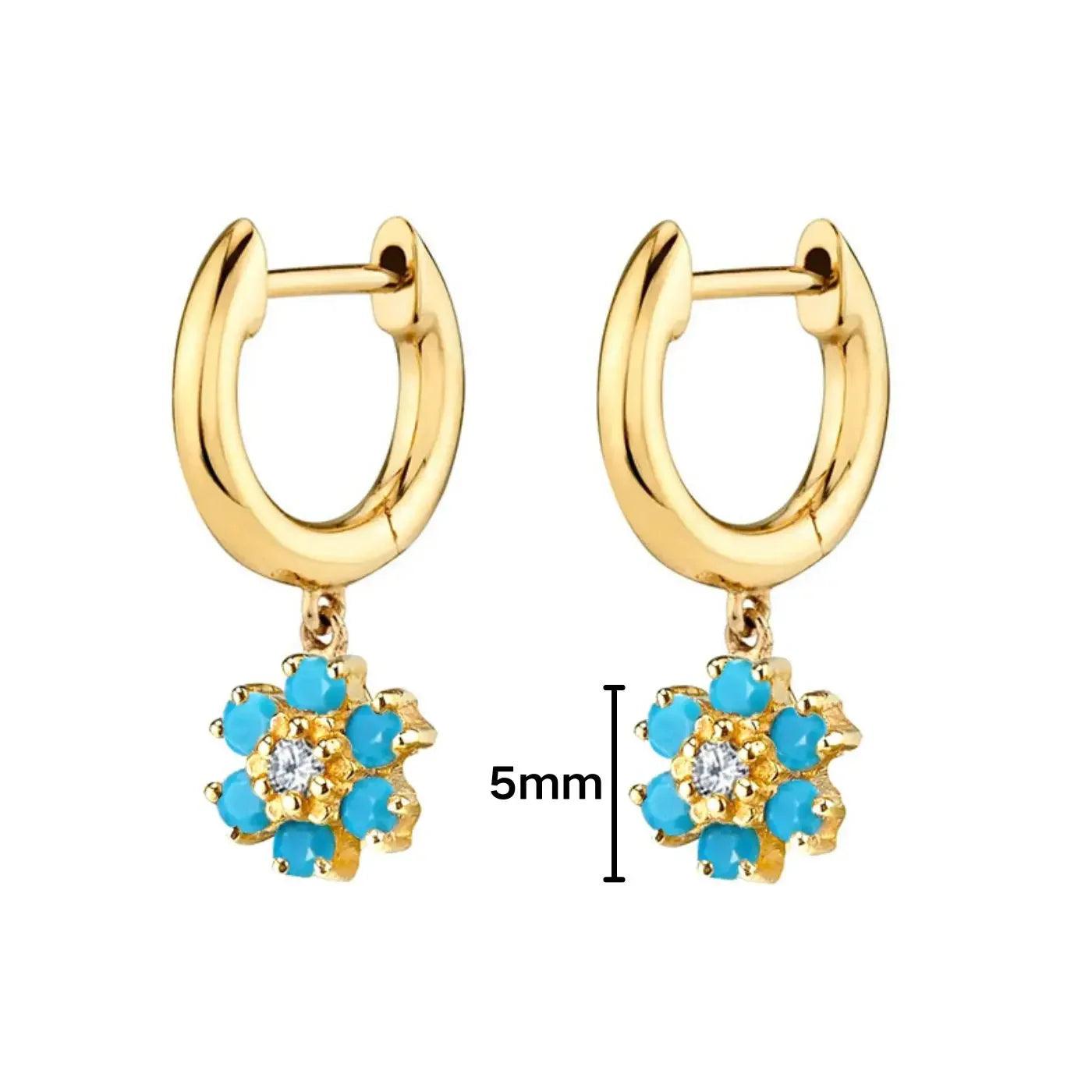 Pendientes de Plata Esterlina 925 con Turquesa Azul, Pendientes de Círculo de Lujo para Mujer, Joyería de Moda Elegante