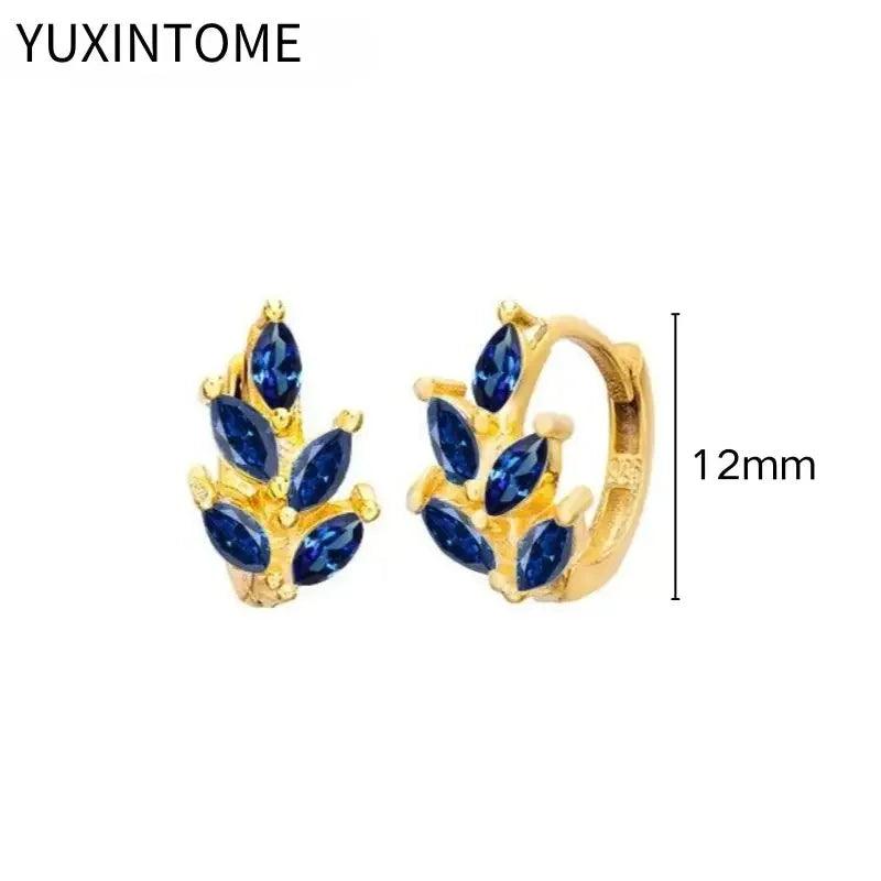 Pendientes de Aro de Plata Esterlina 925 con Zirconia Azul de Lujo para Mujer, Pendientes de Moda con Colgante en Gota de Agua, Corazón o Flor