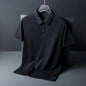 Summer Ice Silk Polo Shirt High-End T-Shirt Solid Color New Half Sleeve Non-Marking Casual Lapels Business Thin Menswear