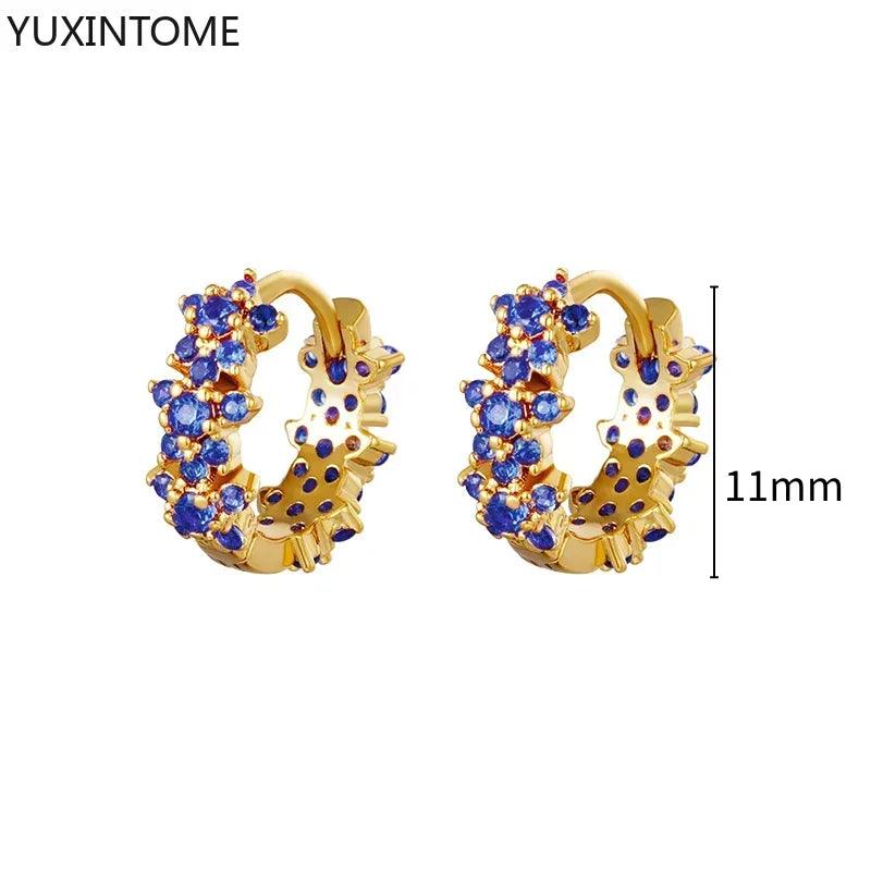 Pendientes de Aro de Plata Esterlina 925 con Zirconia Azul de Lujo para Mujer, Pendientes de Moda con Colgante en Gota de Agua, Corazón o Flor