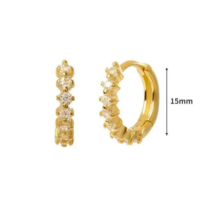 Women's 925 Sterling Silver Ear Needle Crystal Zircon Water Droplets Stud Hoop Gold Huggie Earrings Premium Luxury Party Jewelry