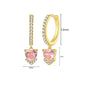 Pendientes de Aro de Plata Esterlina 925 con Cristal Rosa y Corazón, Joyería de Lujo para Mujer, Regalo Elegante y Premium