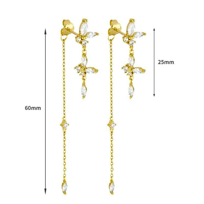 Women's 925 Sterling Silver Ear Needle Crystal Zircon Water Droplets Stud Hoop Gold Huggie Earrings Premium Luxury Party Jewelry