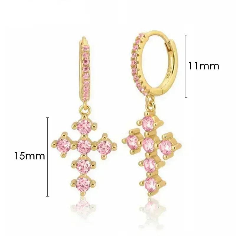 Pendientes de Aro de Plata Esterlina 925 con Cristal Rosa y Corazón, Joyería de Lujo para Mujer, Regalo Elegante y Premium