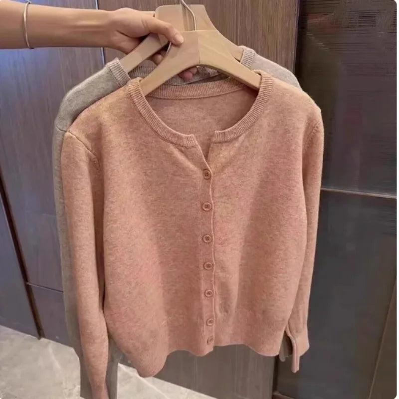 New Fashion Women's Thin Fleece Knit Loose Short Cashmere Sweater Round Neck, Warm Korean Sle Casual Female Sweater Top Cloting