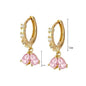 Pendientes de Aro de Plata Esterlina 925 con Cristal Rosa y Corazón, Joyería de Lujo para Mujer, Regalo Elegante y Premium