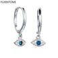 Pendientes de Aro de Plata Esterlina 925 con Zirconia Azul de Lujo para Mujer, Pendientes de Moda con Colgante en Gota de Agua, Corazón o Flor